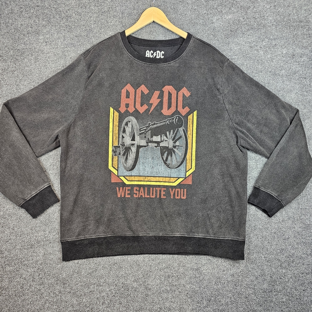 Rock On! Vintage Vibe AC/DC "We‎ Salute You" Cannon Crewneck Sweatshirt